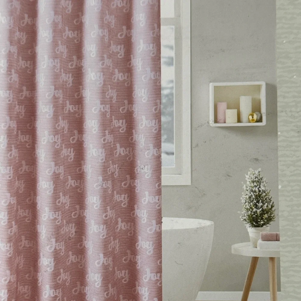 NWT Spirits Bright light Pink Holiday Jacquard Joy Shower Curtain